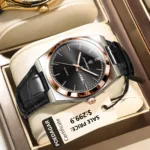 POEDAGAR 930 Rose Gold Black watch for men