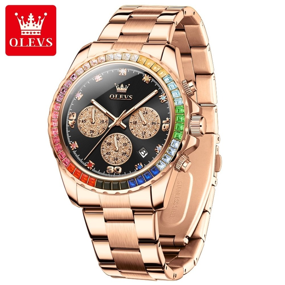 Olevs 2939 Stainless Steel Chronograph Wrist Watch For Men