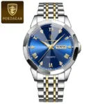 Poedagar 810 Luxury Men Watch Gold Blue