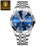 Poedagar 810 Luxury Men Watch Silver Blue
