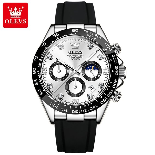 Olevs 2875 TPU Rubber Chronograph Wrist Watch For Men