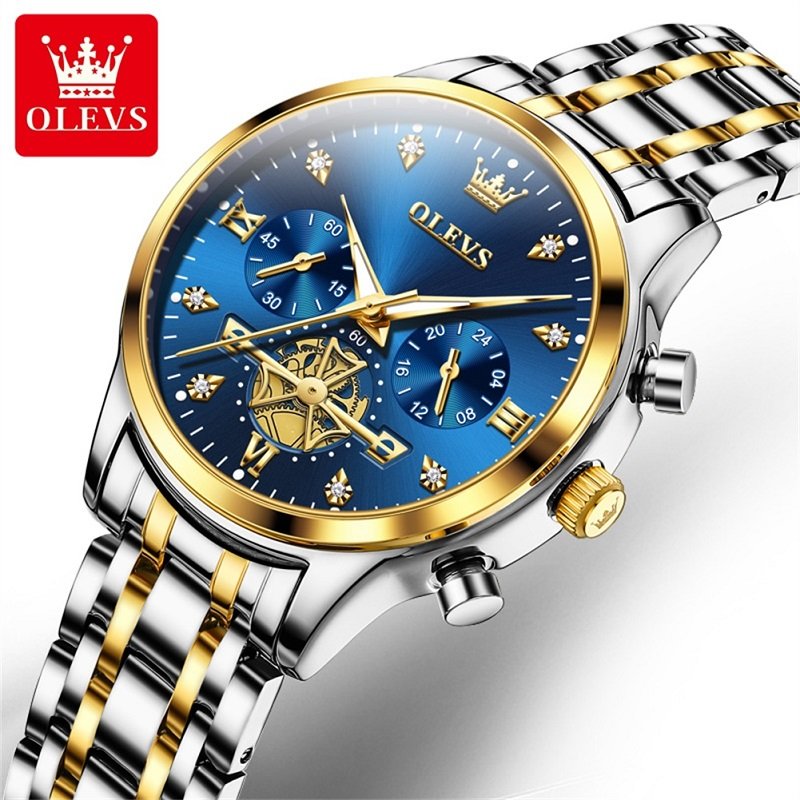 Olevs 2897 Stainless Steel Chronograph Wrist Watch For Women