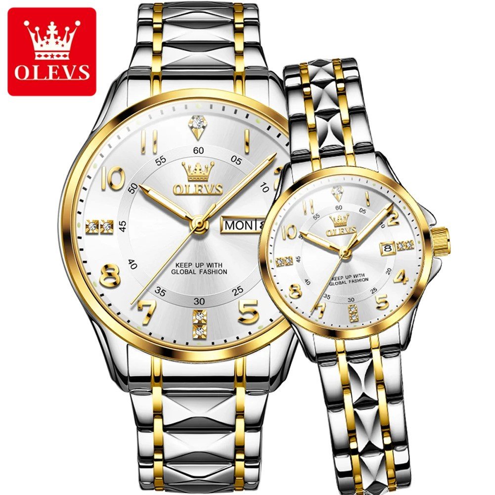 OLEVS 2910C Stainless Steel Analog Wrist Watch For Couple