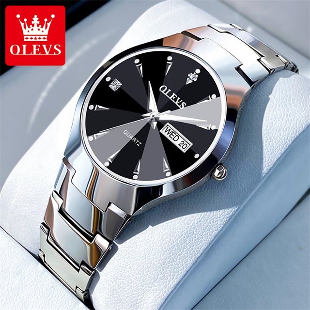 Olevs 8697 Tungsten Steel Analoge Wrist Watch For Men