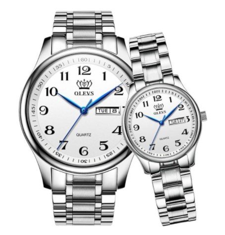 OLEVS 5567 Stainless Steel Analog Wrist Watch For Couple