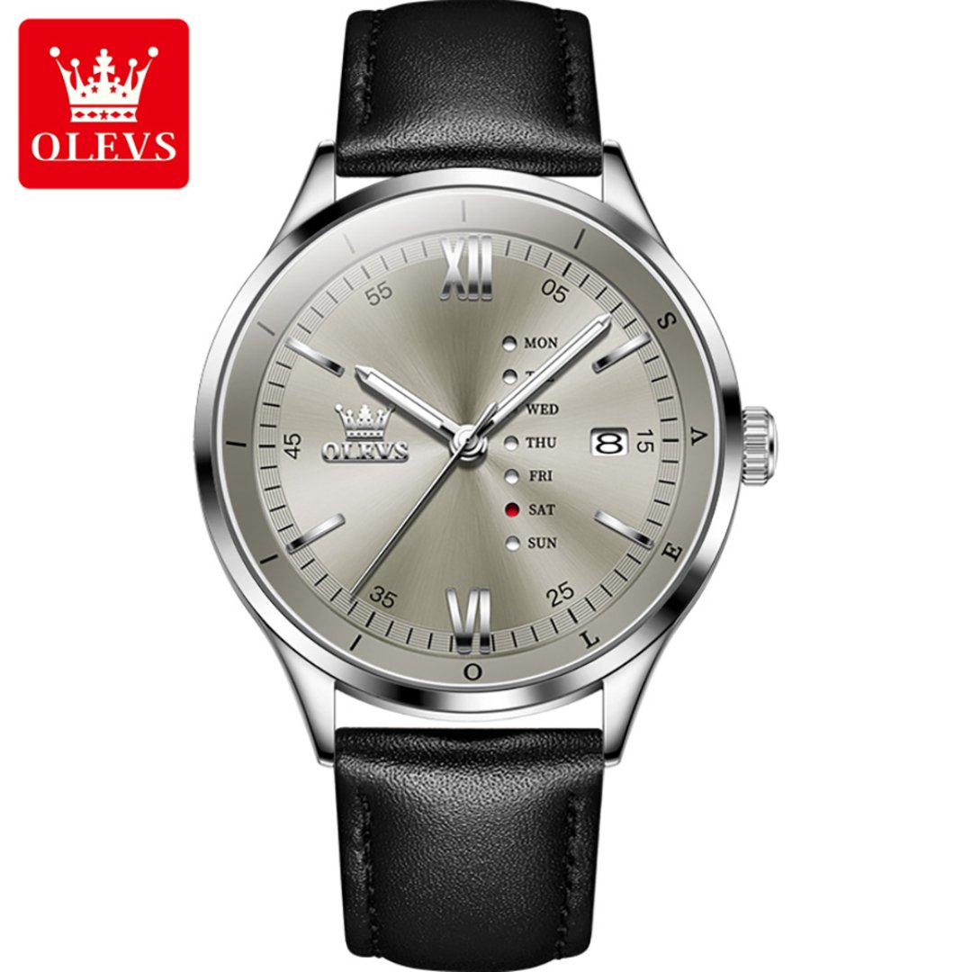 Olevs 2931 PU Leather Analog Wrist Watch For Men