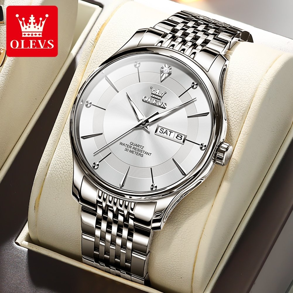 Olevs 9908S Stainless Steel Analog Wrist Watch For Men